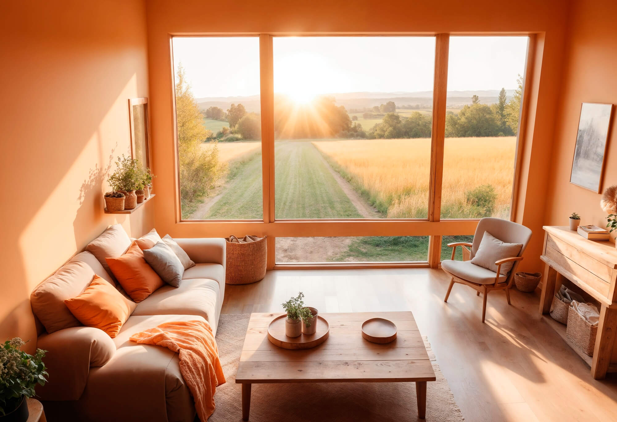 A bright, freshly cleaned living room